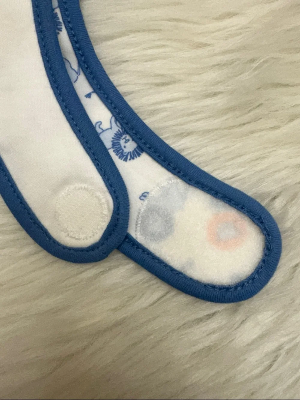 Janie and Jack Bibs Blue-Trim Double Sided Cotton Lion Print Baby Bibs - 4 Set